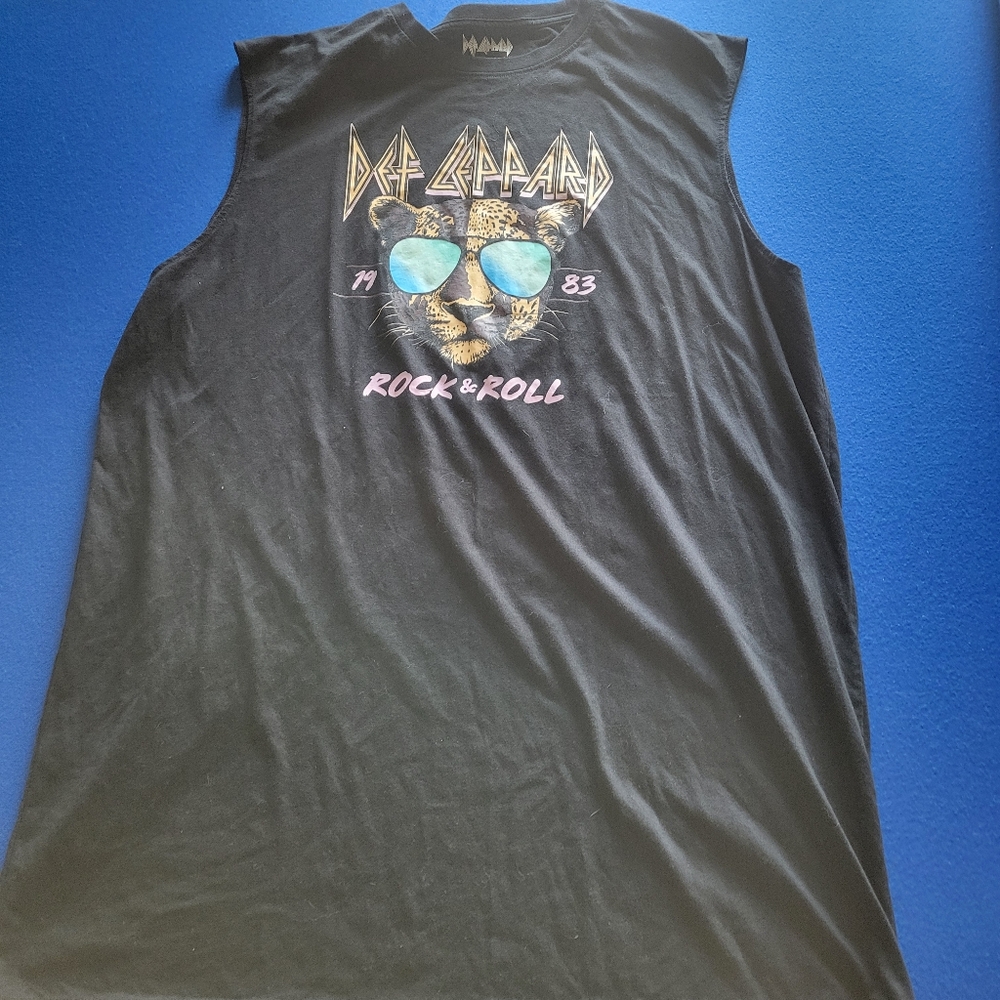 Def Leppard Black Sleeveless Graphic Dress / Cover Up / Nightgown / Size XXL